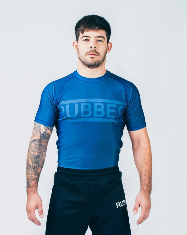 Rashguard Double Line azul Rubber Brand – Rashguard grappling BJJ IBJJF manga larga