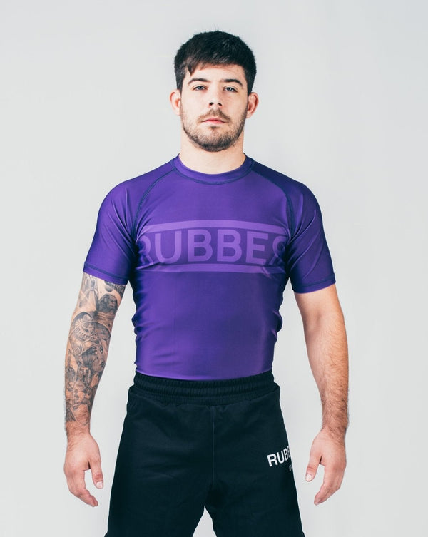 Rashguard Double Line morada Rubber Brand – Rashguard grappling IBJJF manga larga