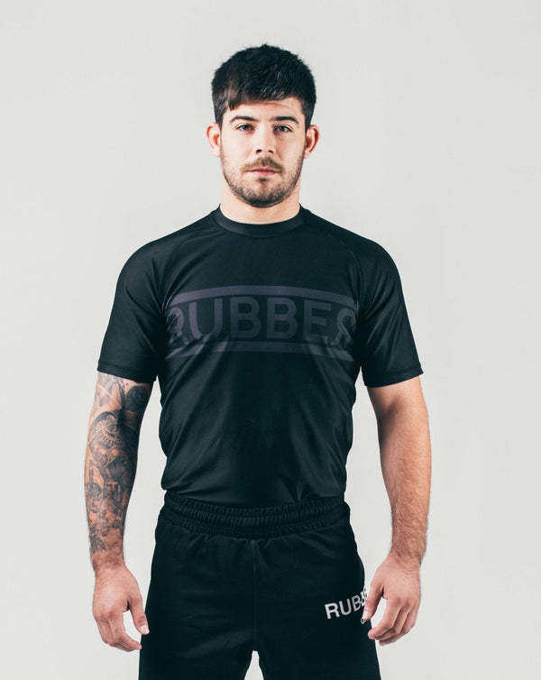 Rashguard Double Line negra Rubber Brand – Rashguard grappling BJJ IBJJF manga larga
