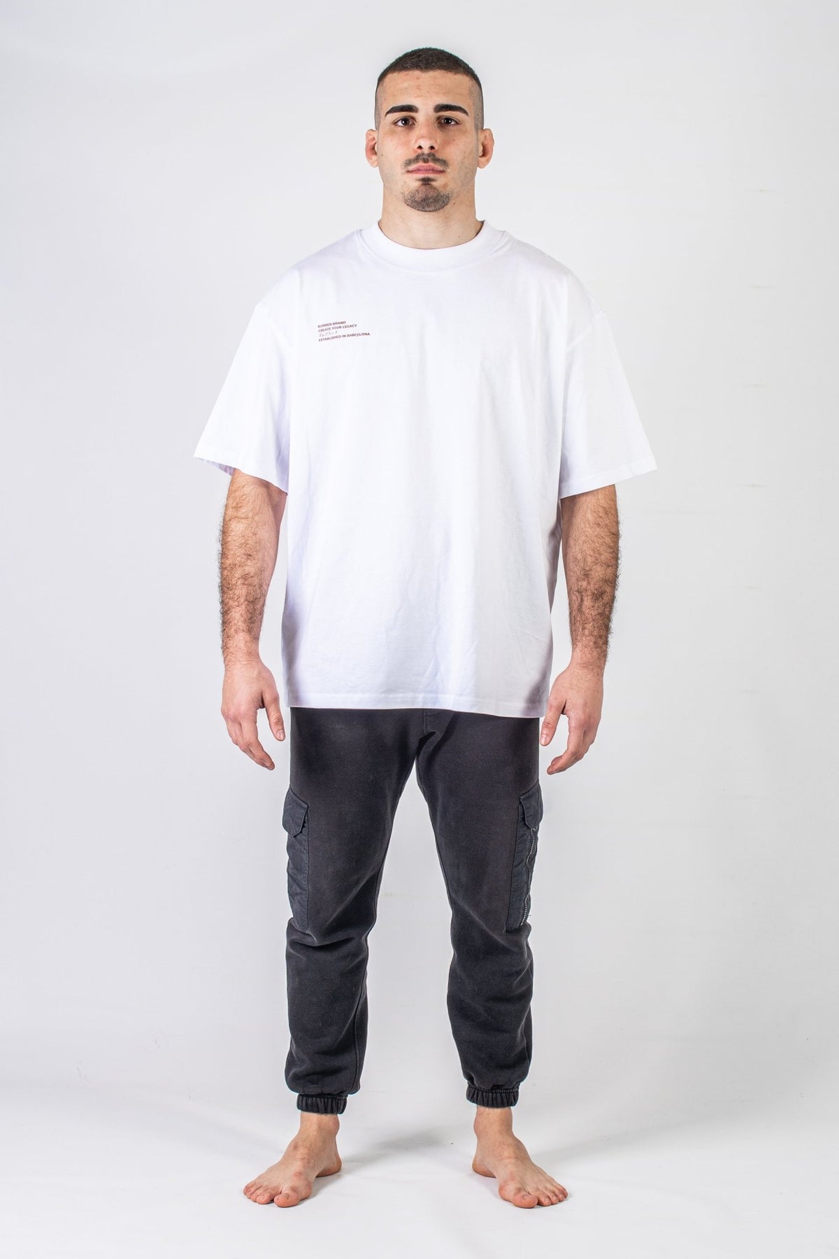 Camiseta Create Your Legacy blanca detalle trasero – Rubber Brand lifestyle BJJ