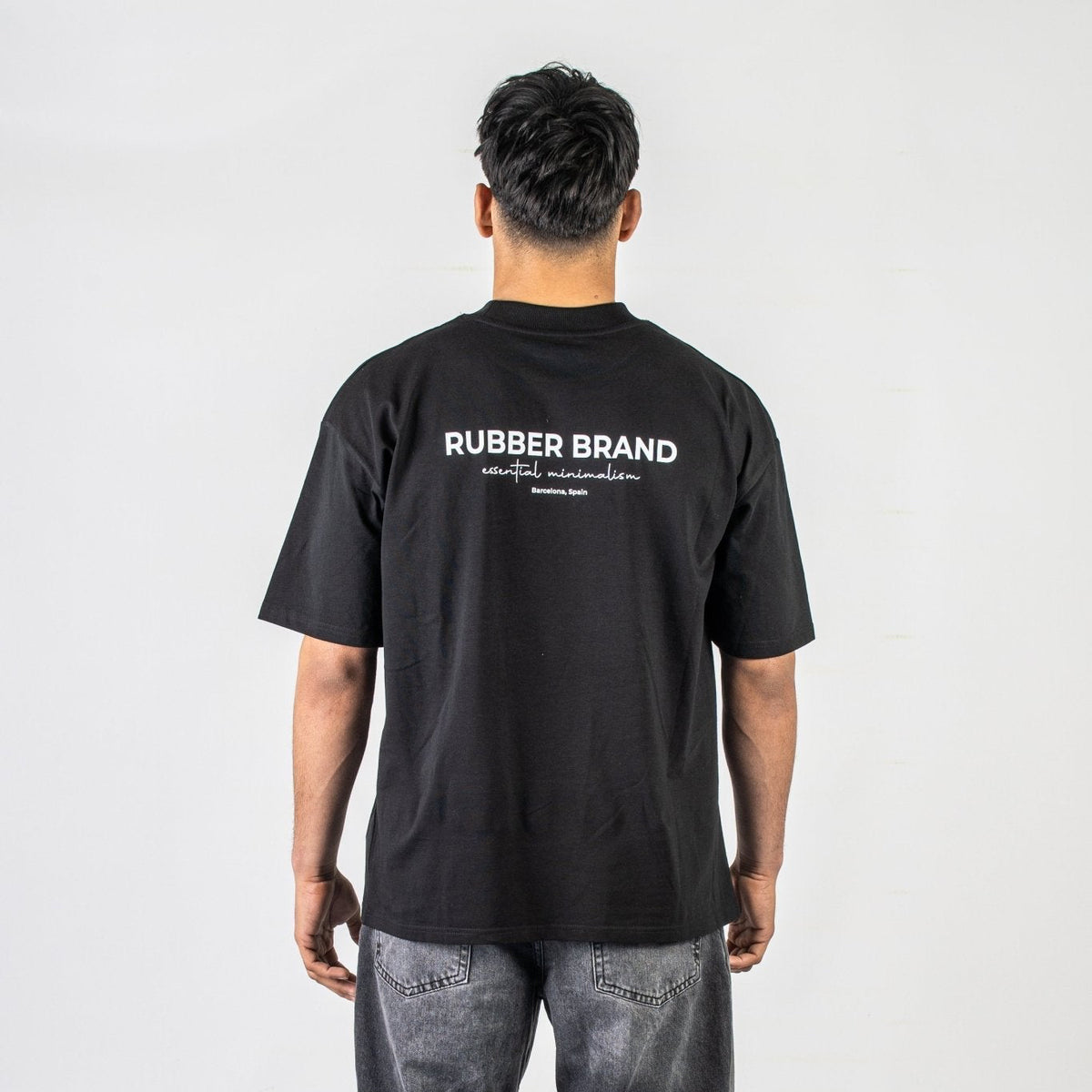 Camiseta Essential Minimalism negra Rubber Brand – Gráfico minimalista BJJ oversize