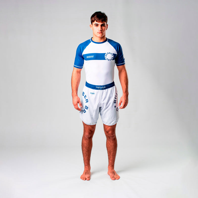 Conjunto No Gi Circle Collection azul Rubber Brand – Rashguard y shorts grappling