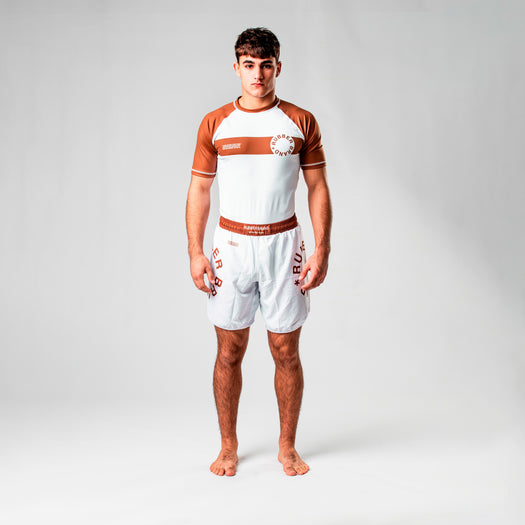 Conjunto No Gi Circle Collection marrón Rubber Brand – Rashguard y shorts BJJ