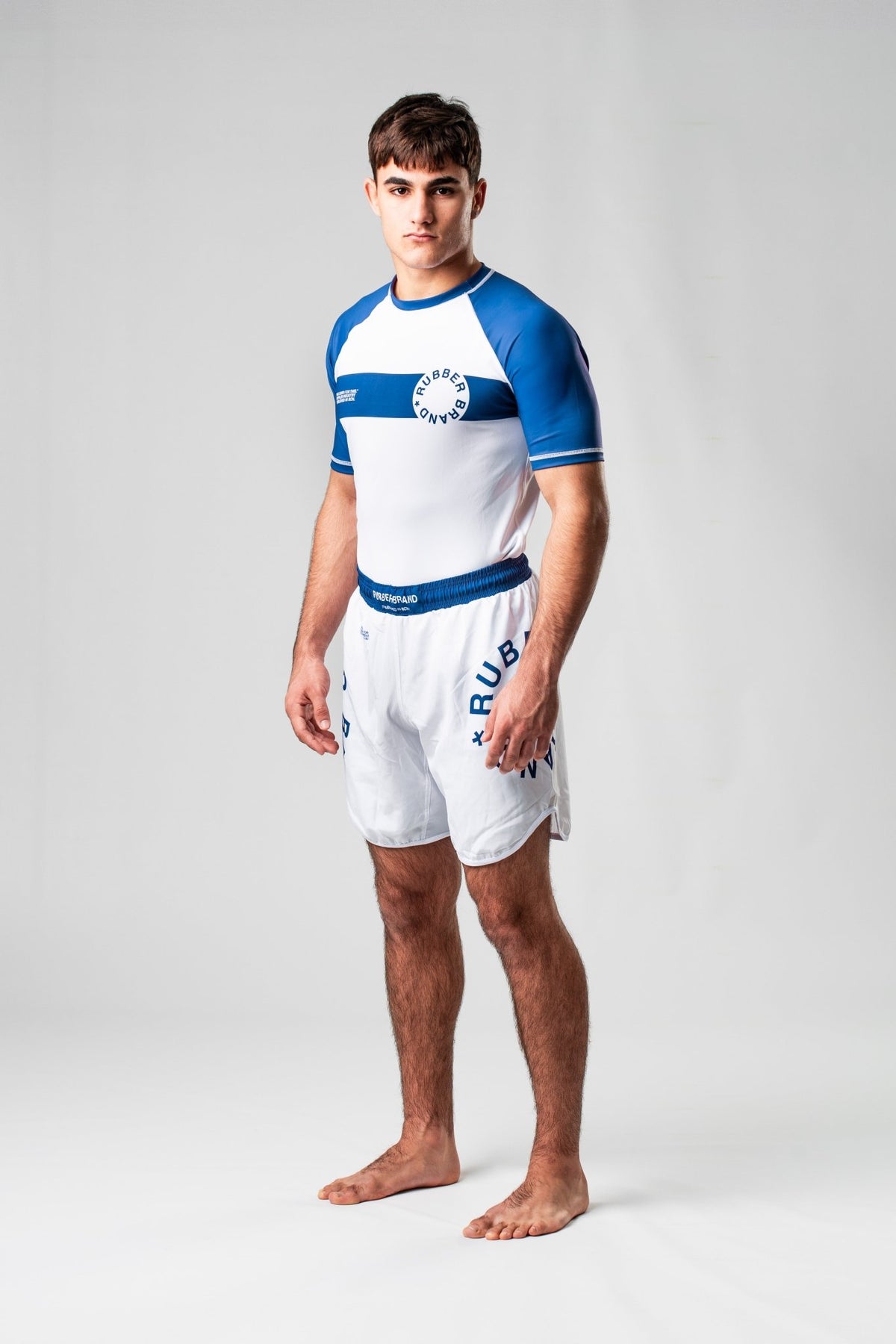 No Gi Short Circle Collection azul vista trasera – Rubber Brand BJJ grappling