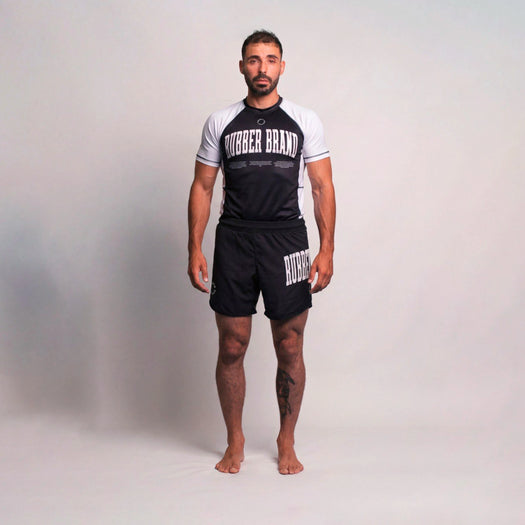 Conjunto Core No Gi negro Rubber Brand – Rashguard y shorts BJJ grappling
