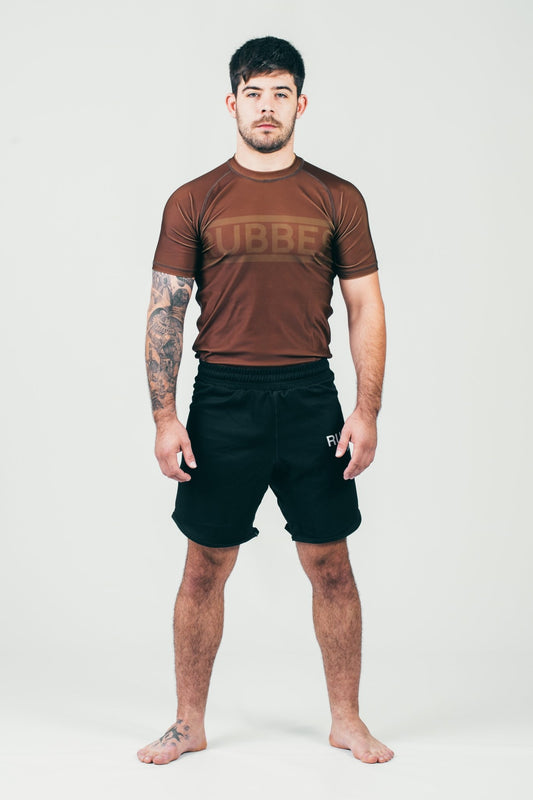 Comp. no-gi rashguard - Double line brown