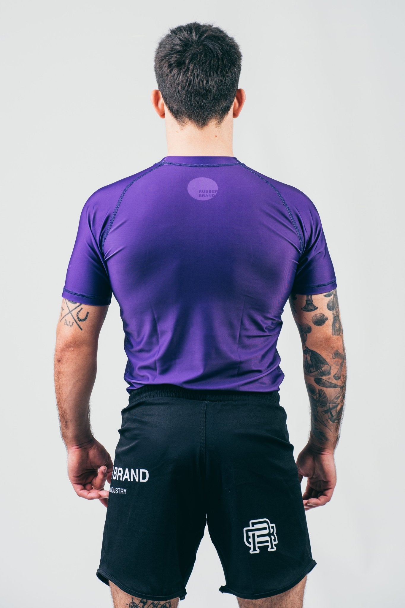 Rashguard Double Line morada detalle frontal – Rubber Brand no gi BJJ